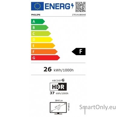 27E1N1800AE/00 | 27 " | IPS | 16:9 | 60 Hz | 4 ms | 3840 x 2160 pixels | HDMI ports quantity 2 | Black 9