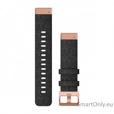 Acc,fenix 6s 20mm QuickFit Hthr Black Nylon Band w/Rose Gold