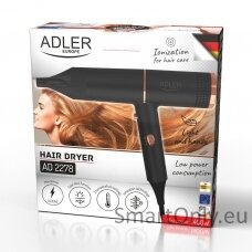 Adler Hair Dryer | AD 2278 | 1400 W | Number of temperature settings 2 | Ionic function | Black