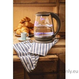 Adler Kettle AD 1286 Standard 2200 W 2 L Plastic/Glass 360° rotational base Grey/ transparent 1