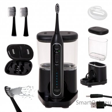Adler 2-in-1 Water Flossing Sonic Brush | AD 2180b | Rechargeable | For adults | Number of brush heads included 2 | Number of teeth brushing modes 1 | Black 3