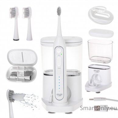 Adler 2-in-1 Water Flossing Sonic Brush | AD 2180w | Rechargeable | For adults | Number of brush heads included 2 | Number of teeth brushing modes 1 | White 12