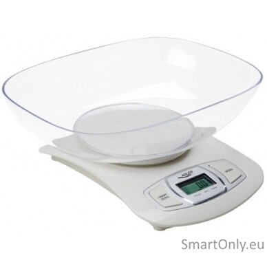 Adler AD 3137 Kitchen scales, Capacity 5 kg , Graduation 1g, Big LCD Display, Auto-zero/Auto-off, Large bowl, White | Adler | Adler AD 3137 | Maximum weight (capacity) 5 kg | Graduation 1 g | Display type LCD | White