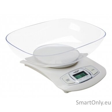 Adler AD 3137 Kitchen scales, Capacity 5 kg , Graduation 1g, Big LCD Display, Auto-zero/Auto-off, Large bowl, White | Adler | Adler AD 3137 | Maximum weight (capacity) 5 kg | Graduation 1 g | Display type LCD | White 4