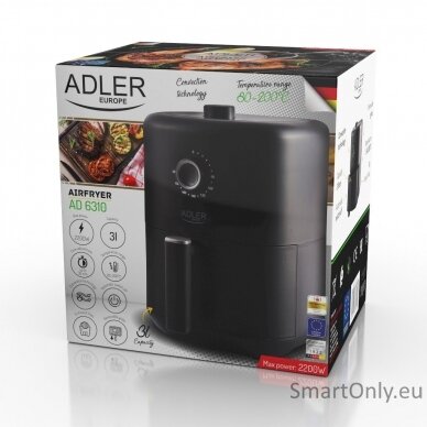 Adler Airfryer AD 6310 Power 2200 W Capacity 3 L High-volume hot-air circulation technology Black 9