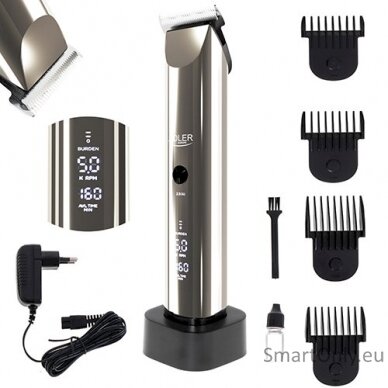 Adler Hair Clipper AD 2834 Cordless or corded, Number of length steps 4, Silver/Black 6