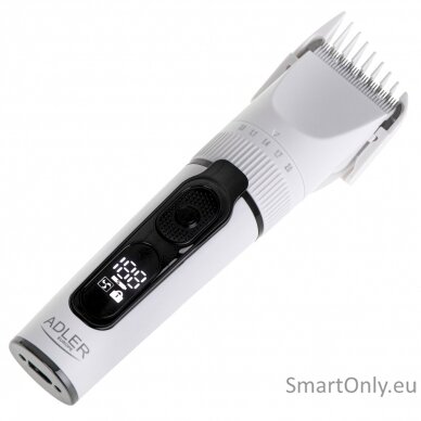 Adler | Hair Clipper with LCD Display | AD 2839 | Cordless | Number of length steps 6 | White/Black 1