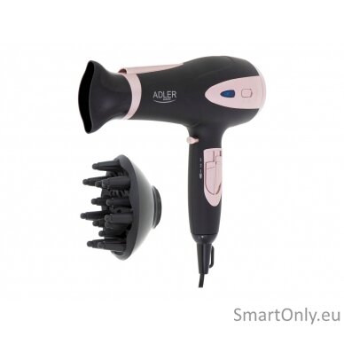 Adler | Hair Dryer | AD 2248b ION | 2200 W | Number of temperature settings 3 | Ionic function | Diffuser nozzle | Black/Pink 5