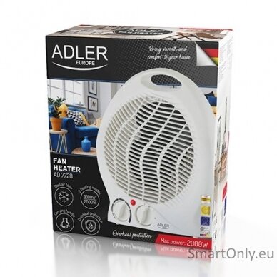 Adler Heater AD 7728 Fan Heater, 2000 W, Number of power levels 2, White 5