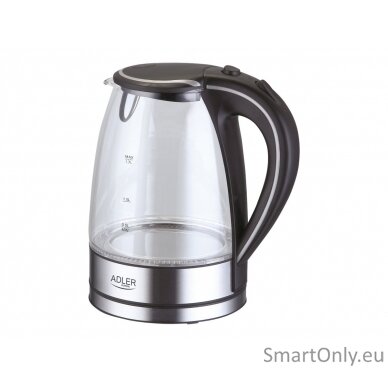 Adler Kettle AD 1225 Standard 2000 W 1.7 L Glass 360° rotational base Stainless steel/Black 4