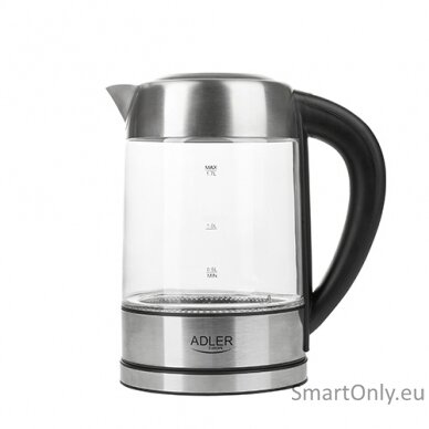 Adler Kettle AD 1247 NEW With electronic control 1850 - 2200 W 1.7 L Stainless steel, glass 360° rotational base Stainless steel/Transparent 3