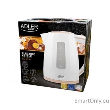 Adler Kettle AD 1264 Standard 2200 W 1.7 L Plastic 360° rotational base White 5