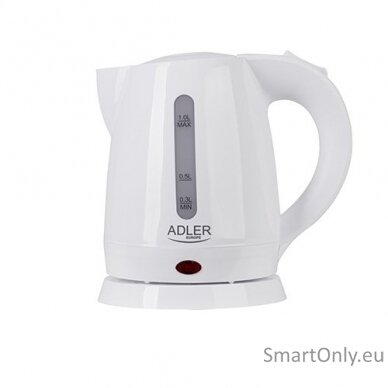 Adler Kettle AD 1272 Electric 1600 W 1 L Stainless steel/Polypropylene 360° rotational base White 1