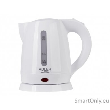 Adler Kettle AD 1272 Electric 1600 W 1 L Stainless steel/Polypropylene 360° rotational base White 4