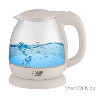 Adler | Kettle | AD 1283C | Electric | 900 W | 1 L | Glass/Stainless steel | 360° rotational base | Cream