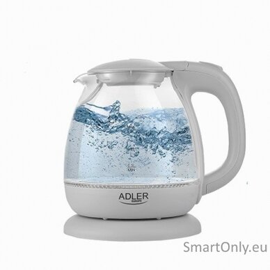 Adler | Kettle | AD 1283G | Standard | 1100 W | 1 L | Plastic/Glass | 360° rotational base | Grey