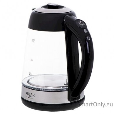 Adler Kettle AD 1285 Electric 2200 W 1.7 L Glass/Stainless steel 360° rotational base Grey 2