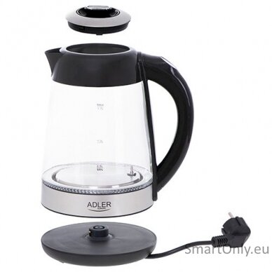 Adler Kettle AD 1285 Electric 2200 W 1.7 L Glass/Stainless steel 360° rotational base Grey 3