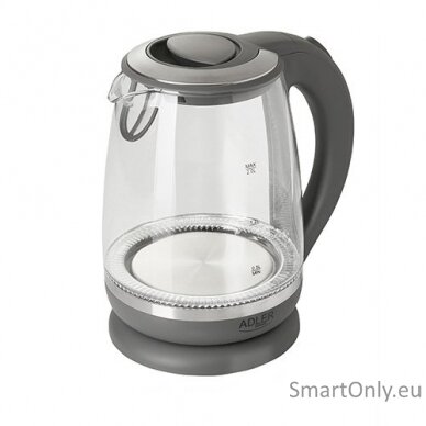 Adler Kettle AD 1286 Standard 2200 W 2 L Plastic/Glass 360° rotational base Grey/ transparent 5