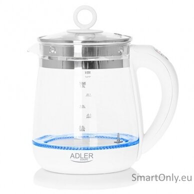 Adler Kettle AD 1299 Electric 2200 W 1.5 L Glass/Stainless steel 360° rotational base White 2