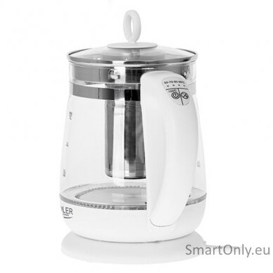 Adler Kettle AD 1299 Electric 2200 W 1.5 L Glass/Stainless steel 360° rotational base White 3