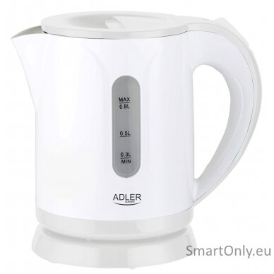 Adler | Kettle | AD 1371w | Electric | 850 W | 0.8 L | Stainless steel/Polypropylene | 360° rotational base | White