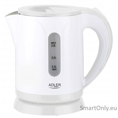 Adler Kettle AD 1371w Electric 850 W 0.8 L Stainless steel/Polypropylene 360° rotational base White