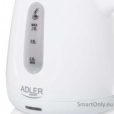 Adler Kettle | AD 1373 | Electric | 850 W | 1 L | Polypropylene | 360° rotational base | White 3