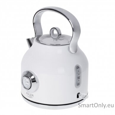 Adler Kettle with a Thermomete AD 1346w Electric 2200 W 1.7 L Stainless steel 360° rotational base White 1