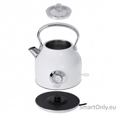 Adler Kettle with a Thermomete AD 1346w Electric 2200 W 1.7 L Stainless steel 360° rotational base White 5