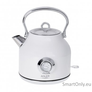 Adler Kettle with a Thermomete AD 1346w Electric 2200 W 1.7 L Stainless steel 360° rotational base White