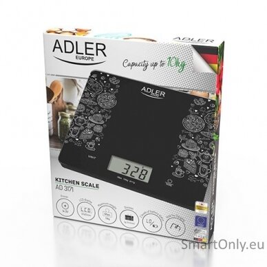 Adler Kitchen scale AD 3171 Maximum weight (capacity) 10 kg Graduation 1 g Display type LCD Black 4