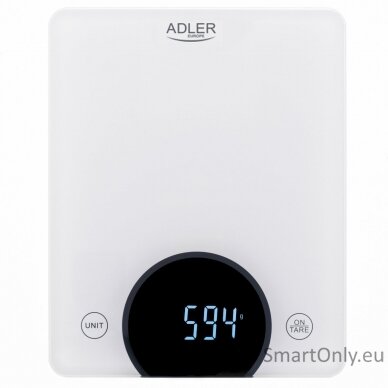 Adler Kitchen Scale AD 3173w Maximum weight (capacity) 10 kg Graduation 1 g Display type LED White