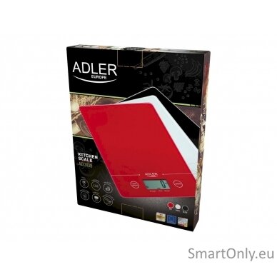 Adler Kitchen scales AD 3138 Maximum weight (capacity) 5 kg Graduation 1 g Red 5