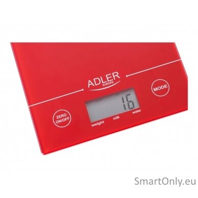 Adler Kitchen scales AD 3138 Maximum weight (capacity) 5 kg Graduation 1 g Red 6