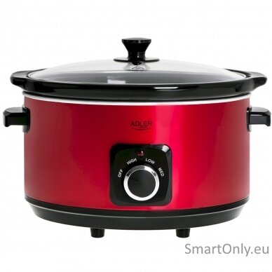 Adler | Slow cooker | AD 6413r | 290 W | 5.8 L | Number of programs 3 | Red