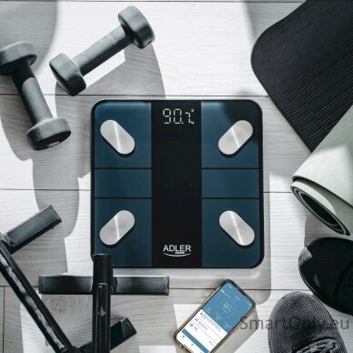 Adler Smart Bathroom Scale | AD 8186b | Maximum weight (capacity) 180 kg | Accuracy 100 g | Body Mass Index (BMI) measuring | Black 8