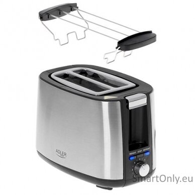 Adler Toaster AD 3214  Power 750 W Number of slots 2 Housing material Stainless steel Silver 3