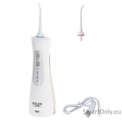 Adler Travel Oral Irrigator AD 2176 Oral irrigator, 150 ml, Number of heads 2, White, Number of teeth brushing modes 3 1