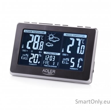 Adler Weather station AD 1175 Black, White Digital Display, Remote Sensor 1
