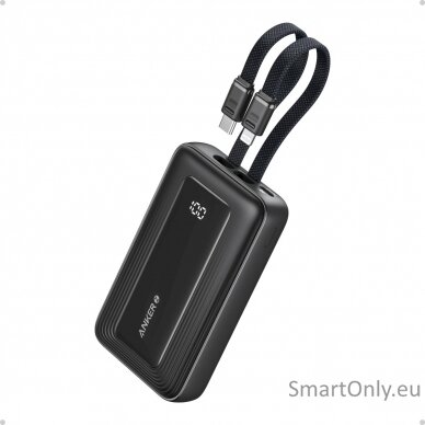 Anker Power Bank (10K,30W, Built-In USB-C+Lightning Cable), Black | Anker