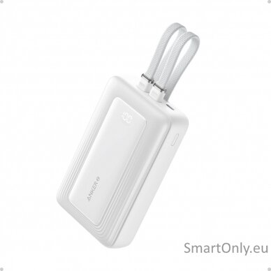 Anker Power Bank (10K,30W, Built-In USB-C+Lightning Cable), White | Anker 1