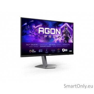 AOC AG276QZD2 | 26.7 " | OLED | QHD | 16:9 | 240 Hz | 0.03 ms | 2560 x 1440 pixels | 250 cd/m² | HDMI ports quantity 2 3