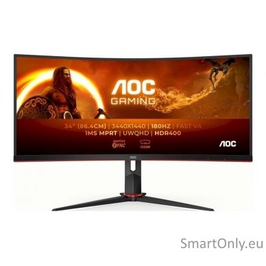 AOC | Gaming Monitor | CU34G2XP/BK | 34 " | VA | 3440 x 1440 pixels | 21:9 | 1 ms | Black | HDMI ports quantity 2 | 180 Hz 9