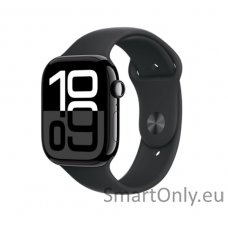 Apple Watch Series 10 GPS + Cellular 46mm Jet Black Aluminium Case with Black Sport Band - M/L