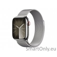 Apple Watch Series 9 GPS + Cellular 41mm Silver Stainless Steel Case with Silver Milanese Loop Apple