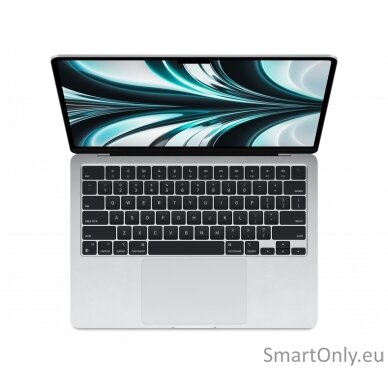 Apple MacBook Air Silver, 13.6 ", IPS, 2560 x 1664, Apple M2, 8 GB, SSD 256 GB, Apple M2 8-core GPU, Without ODD, macOS, 802.11ax, Bluetooth version 5.0, Keyboard language English, Keyboard backlit, Warranty 12 month(s), Battery warranty 12 month(s), Liqu 1