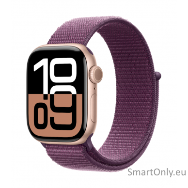 Apple Watch Series 10 GPS 42mm Rose Gold Aluminium Case with Plum Sport Loop