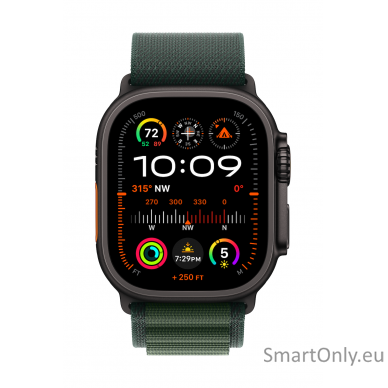 Apple Watch Ultra 2 GPS + Cellular 49mm Black Titanium Case with Dark Green Alpine Loop - Large 1