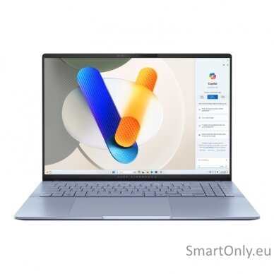 Asus Vivobook S 16 OLED | Blue | 16 " | OLED | 3.2K | 3200 x 2000 pixels | Intel Core Ultra 7 | 155H | 16 GB | LPDDR5X | Solid-state drive capacity 1000 GB | Intel Arc Graphics | Windows 11 Home | 802.11ax | Bluetooth version 5.3 | Keyboard language Engli